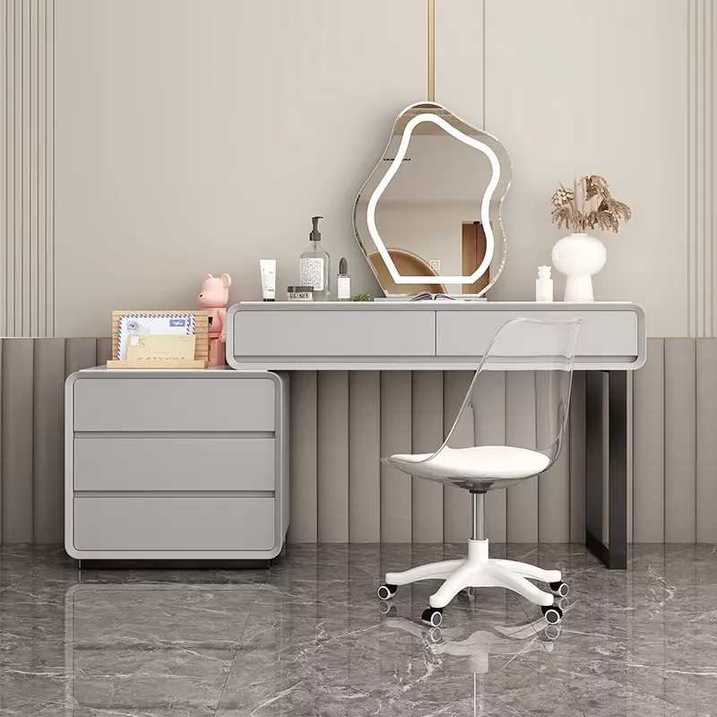 Dressing Table Vanity With Lighted Mirror - Modern Simple Light Makeup Vanity Dresser