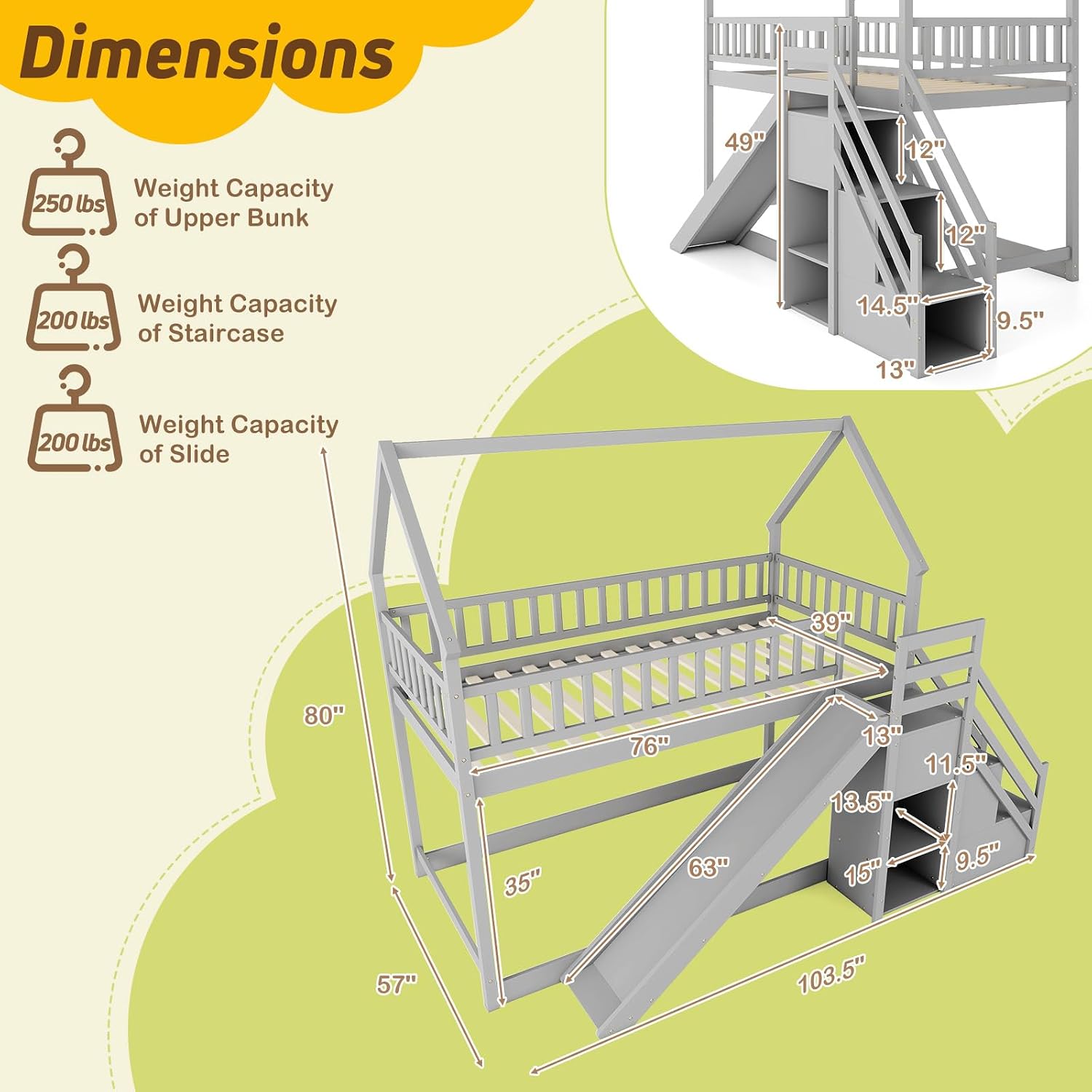 Bunk Bed With Stairs And Slide - Twin Over Twin Bunk Bed With