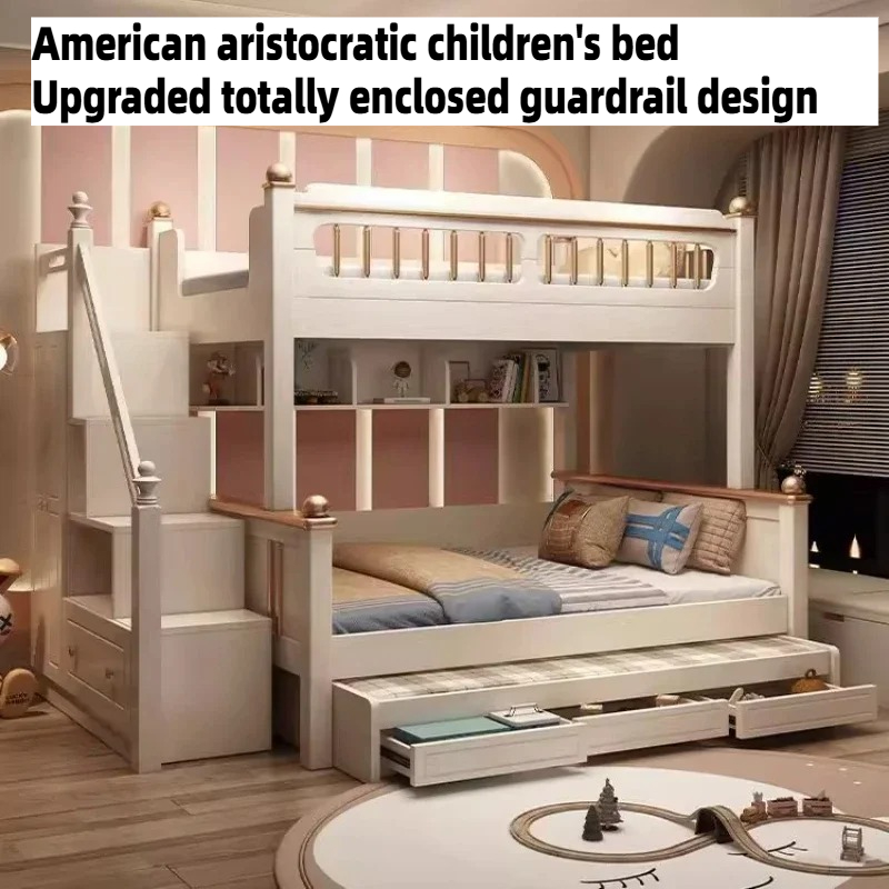 King Size Bed Frame With Storage Drawers - 135x190cm Wood Mattress Kids Loft Bed