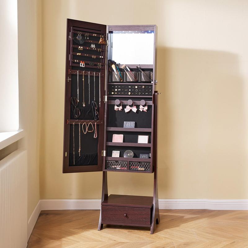 Full Length Mirror Jewelry Armoire - Mirror Jewelry Cabinet, Standing Mirror with