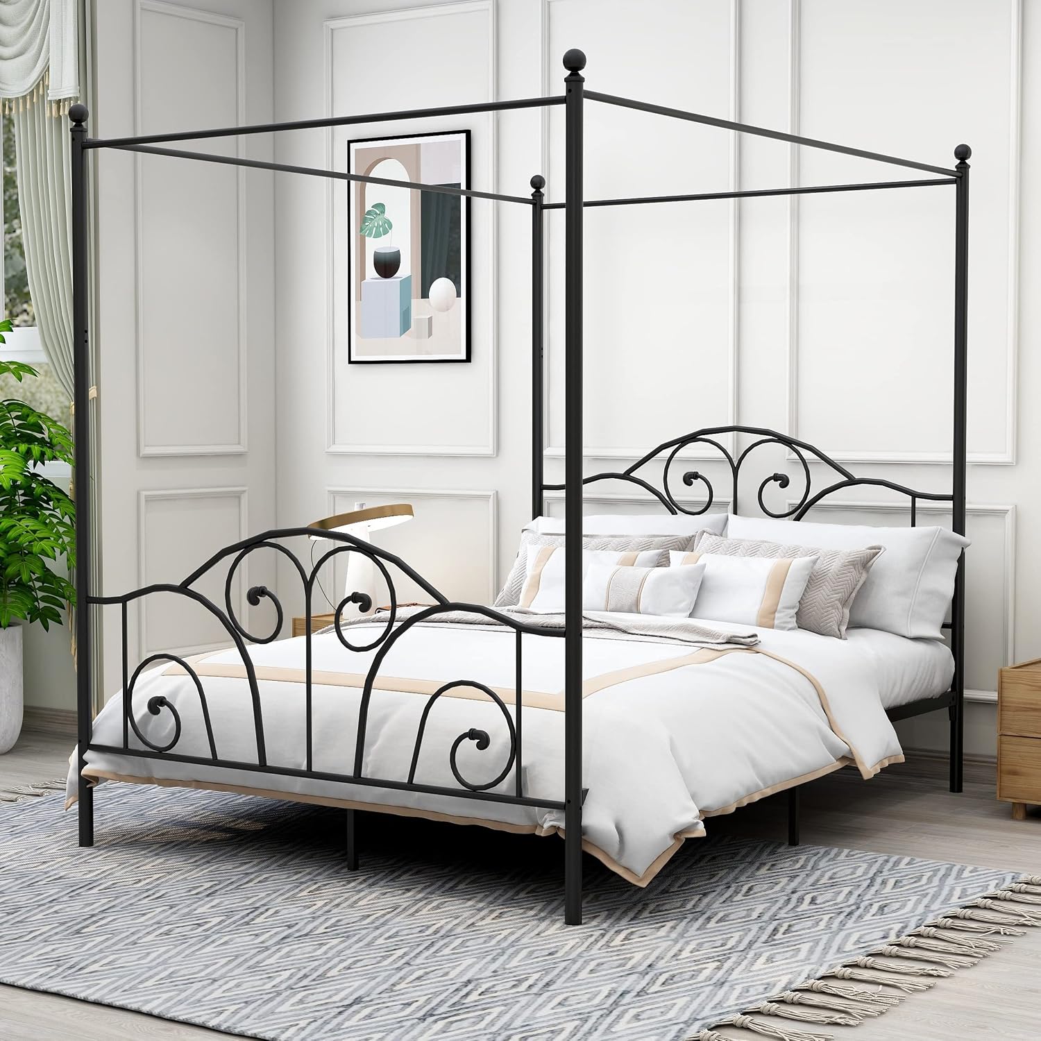 Queen Size Metal Canopy Bed Fr - Canopy Bed Frame Metal Queen ulasan dan harga