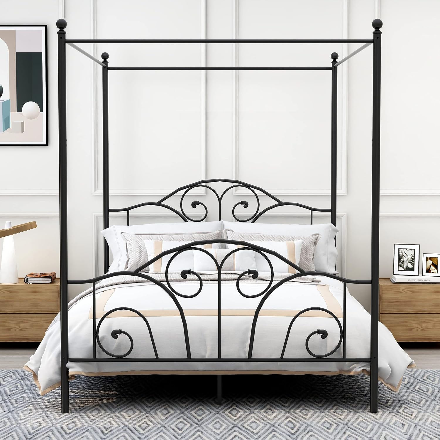 Queen Size Metal Canopy Bed Fr - Canopy Bed Frame Metal Queen ulasan dan harga