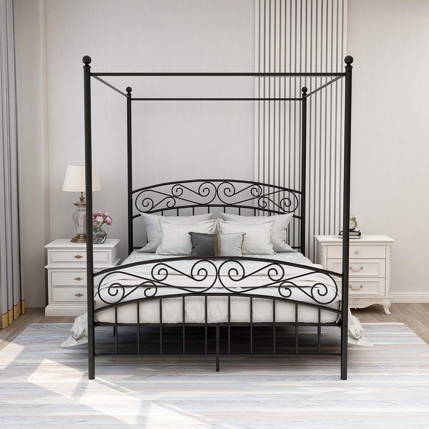 Queen Size Metal Canopy Bed Fr - Canopy Bed Frame Metal Queen ulasan dan harga