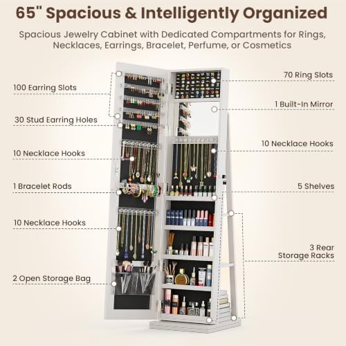 4-In-1 Jewelry Cabinet Jewelry - Full Length Mirror Jewelry Armoire ulasan dan harga