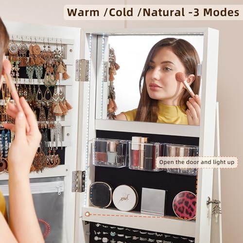 Fluted 360° Swivel Jewelry Arm - Full Length Mirror Jewelry Armoire ulasan dan harga