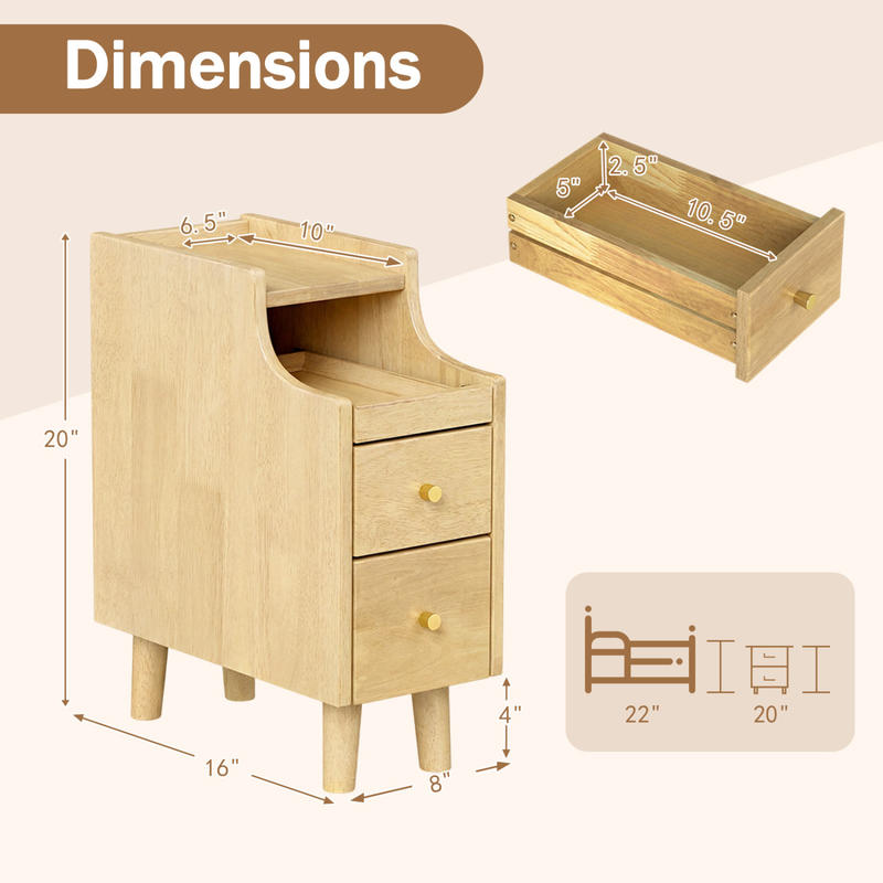 Solid Wood Night Side Table Na - Solid Wood Nightstand 2 Drawers ulasan dan harga