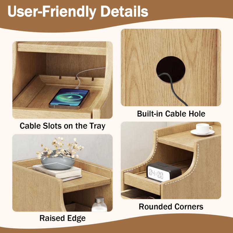 Solid Wood Night Side Table Na - Solid Wood Nightstand 2 Drawers ulasan dan harga