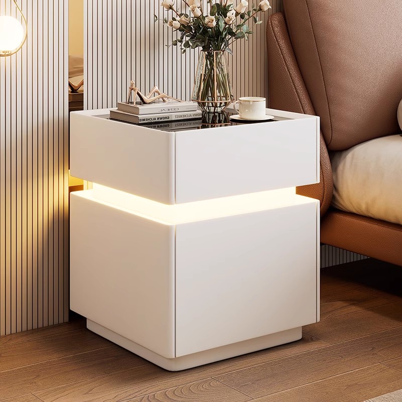 Intelligent Bedside Table with - Solid Wood Nightstand 2 Drawers ulasan dan harga