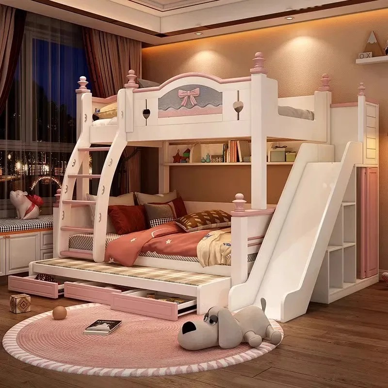 Cheap Customized Solid Wooden  - Bunk Bed With Stairs And Slide ulasan dan harga