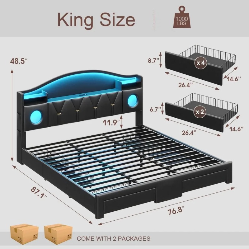 King Size Bed Frame,Platform B - King Size Bed Frame With Storage Drawers ulasan dan harga