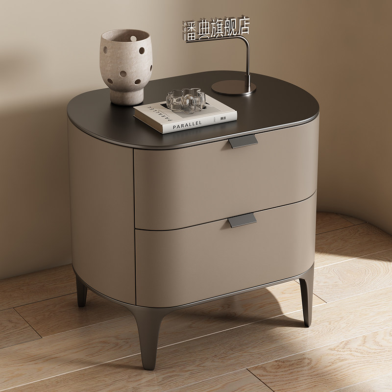 Luxury Nightstands Microfiber  - Solid Wood Nightstand 2 Drawers ulasan dan harga