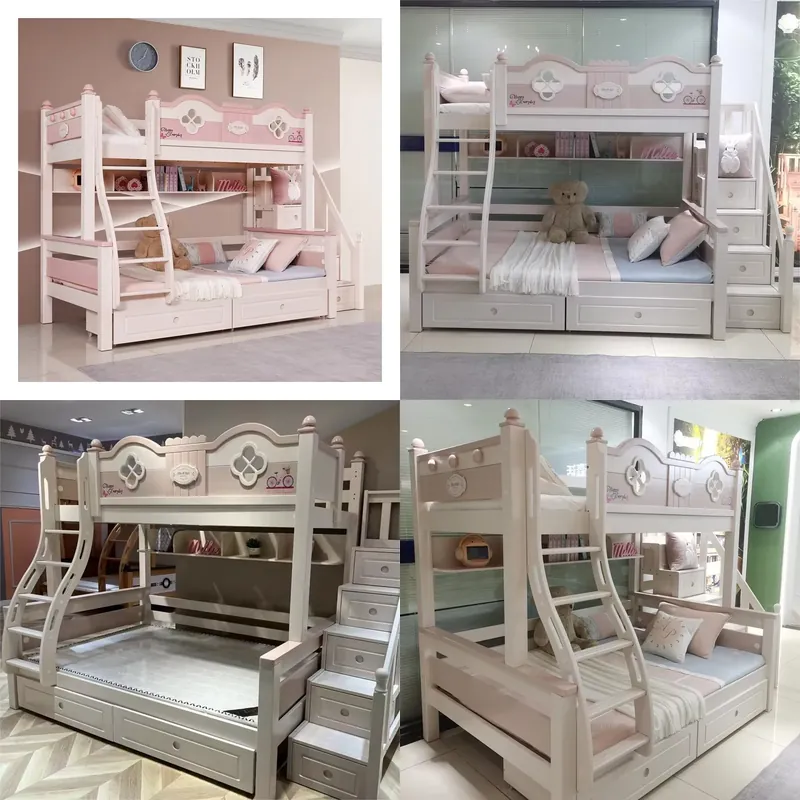 Modern Luxury Princess Kids Bu - Bunk Bed With Stairs And Slide ulasan dan harga