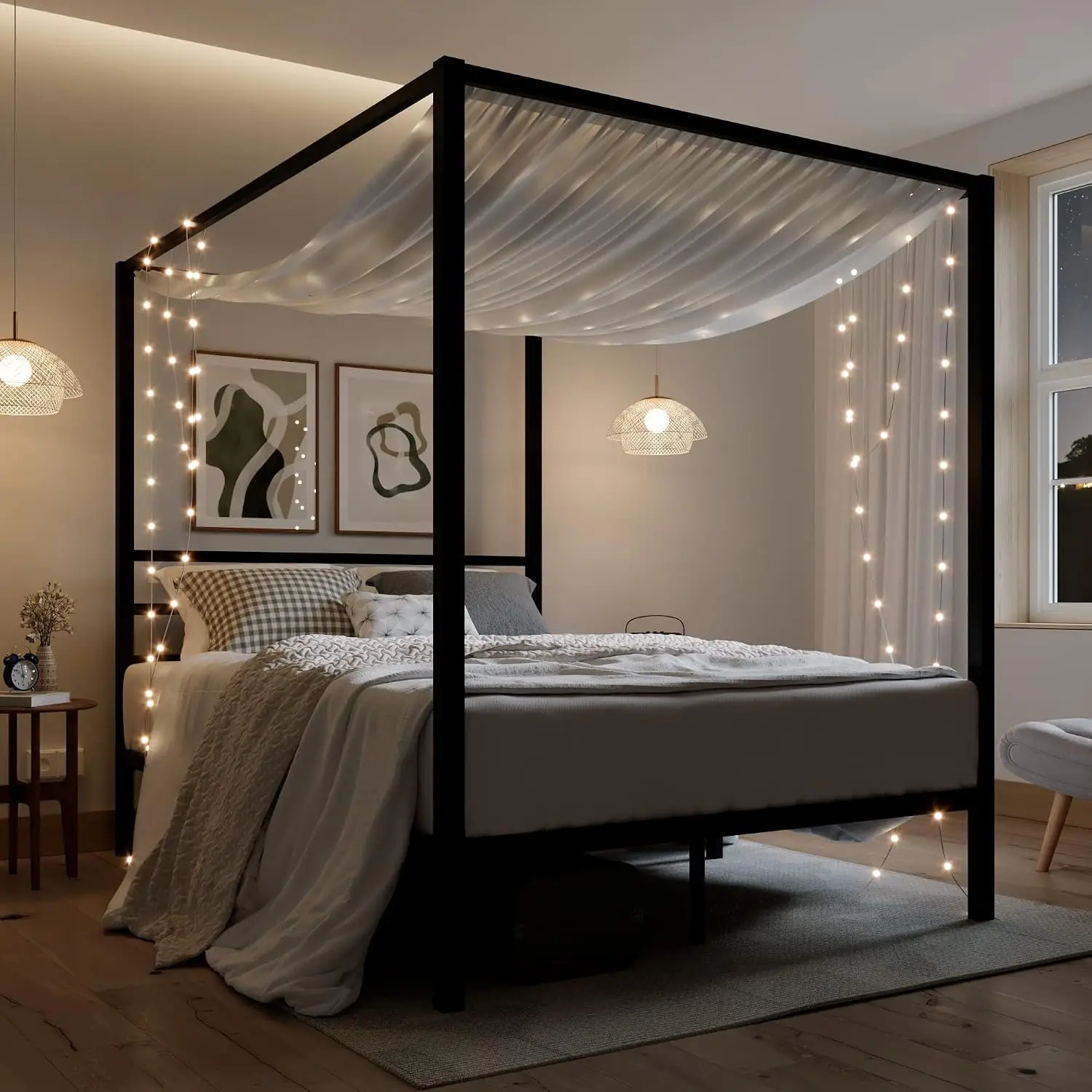 Queen Size Metal Canopy Bed Fr - Canopy Bed Frame Metal Queen ulasan dan harga