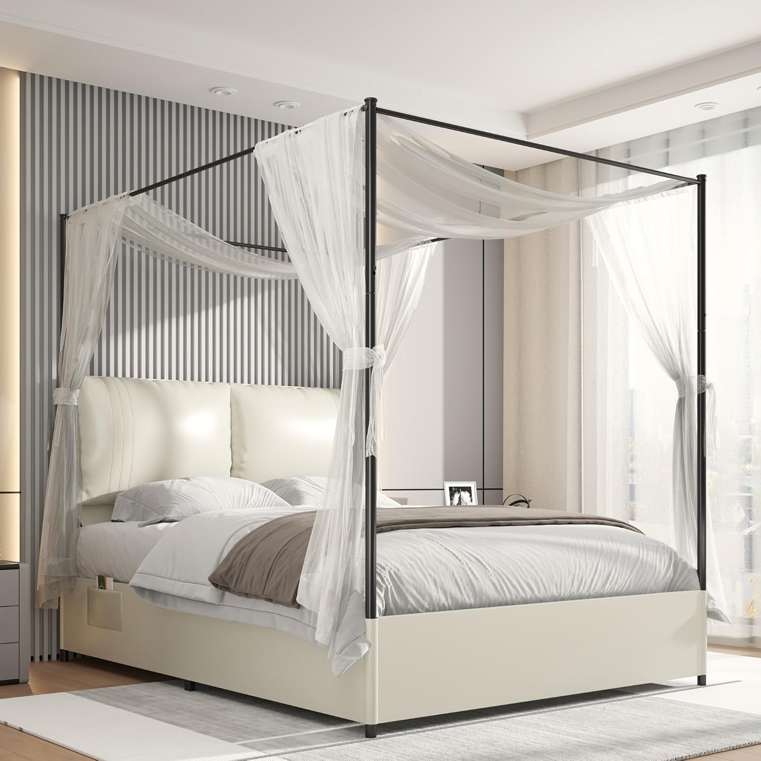 Queen Canopy Bed Frame Upholst - Canopy Bed Frame Metal Queen ulasan dan harga
