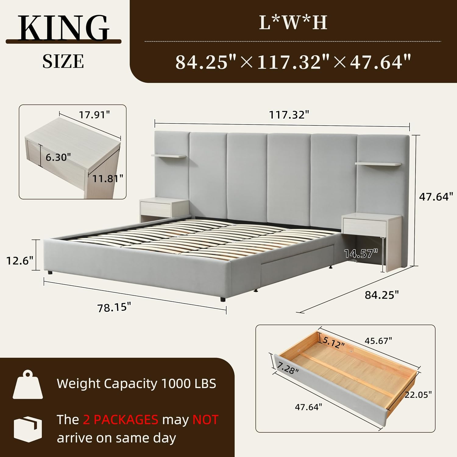 King Size Bed Frame with Stora - King Size Bed Frame With Storage Drawers ulasan dan harga