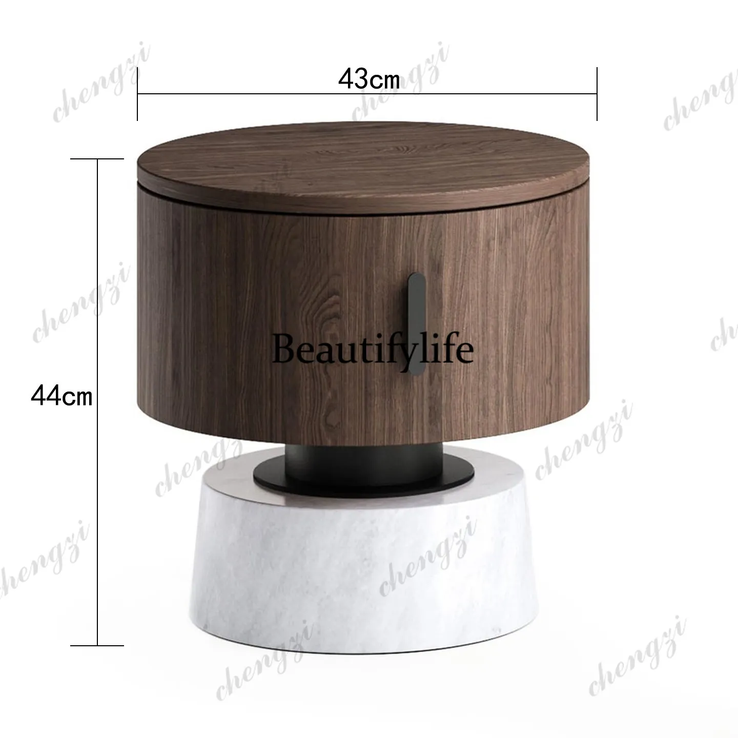 C178Round solid wood bedside t - Storage ulasan dan harga