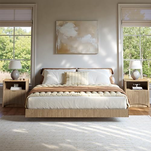 Bedroom Set, Queen Floating Be - Floating Nightstand With Led Light ulasan dan harga