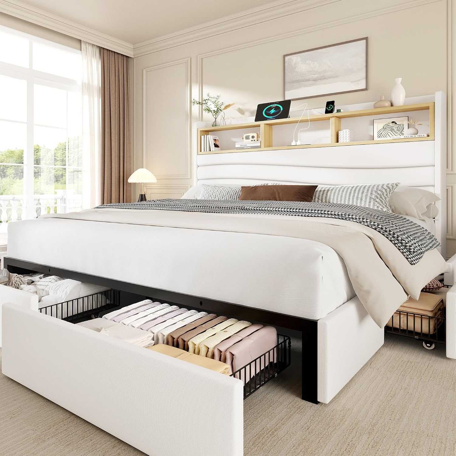 King Size Bed Frame with 6 Sto - King Size Bed Frame With Storage Drawers ulasan dan harga