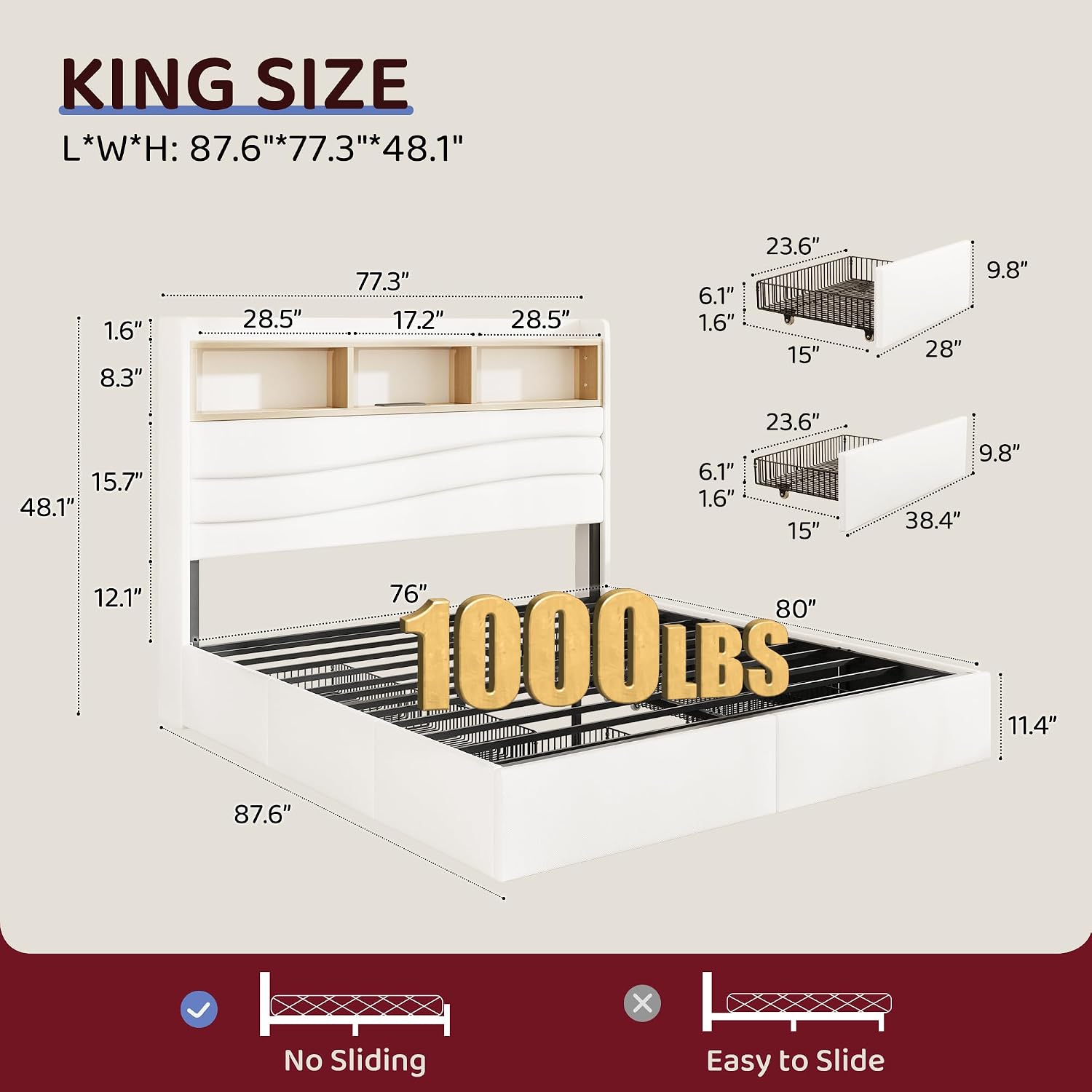 King Size Bed Frame with 6 Sto - King Size Bed Frame With Storage Drawers ulasan dan harga