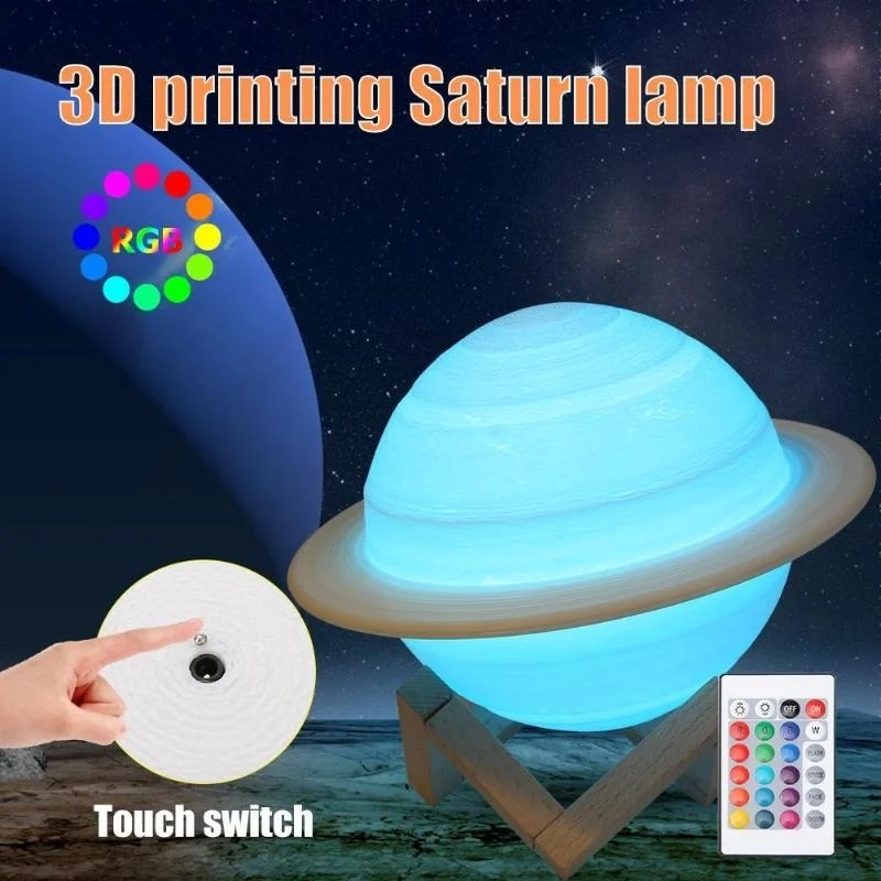LED Night Light 3D Print Satur - Floating Nightstand With Led Light ulasan dan harga