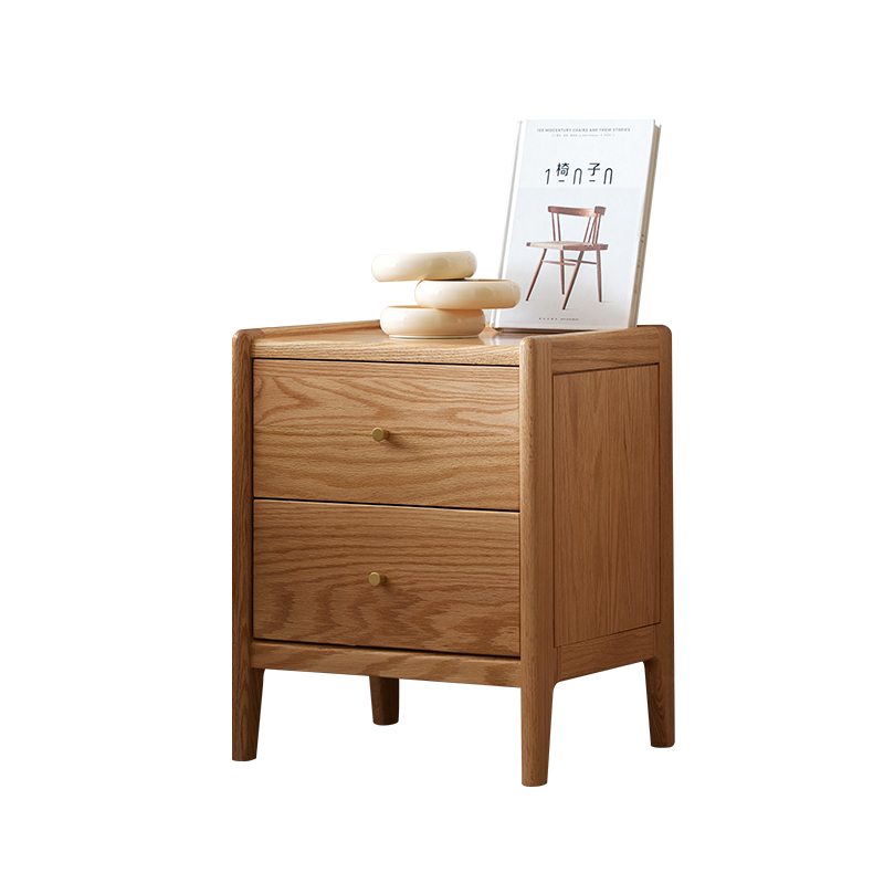 Solid Oak Wood Bedroom Furnitu - Solid Wood Nightstand 2 Drawers ulasan dan harga