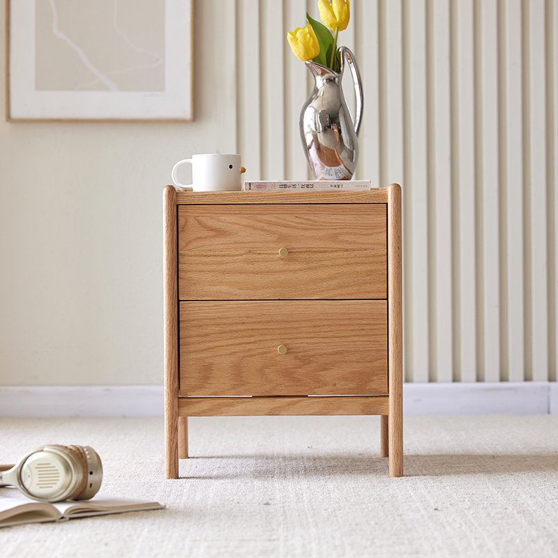 Solid Oak Wood Bedroom Furnitu - Solid Wood Nightstand 2 Drawers ulasan dan harga