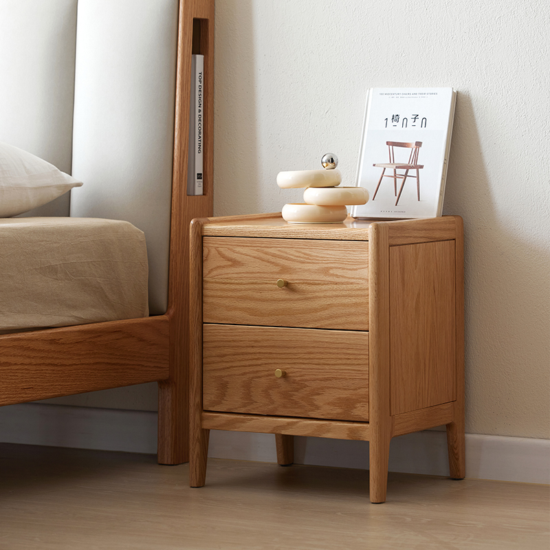 Solid Oak Wood Bedroom Furnitu - Solid Wood Nightstand 2 Drawers ulasan dan harga