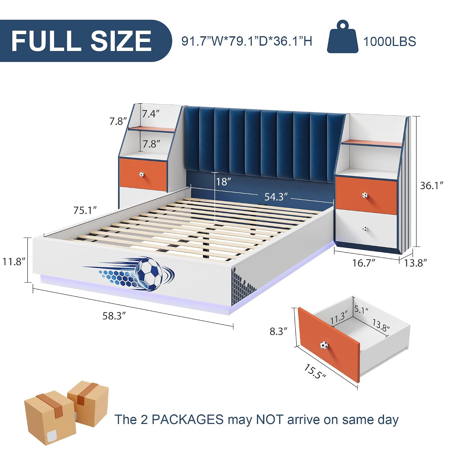 Full Size Floating Bed With Ve - Floating Nightstand With Led Light ulasan dan harga