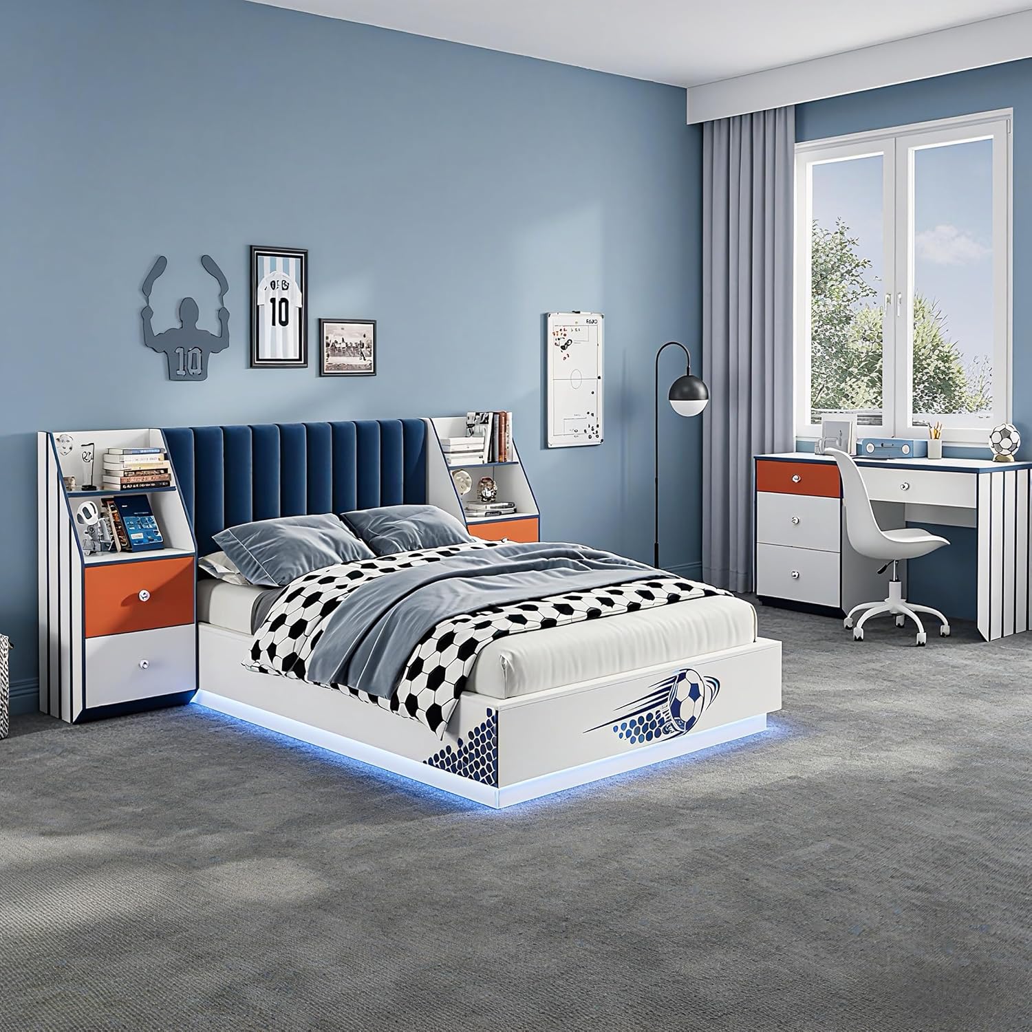 Full Size Floating Bed With Ve - Floating Nightstand With Led Light ulasan dan harga