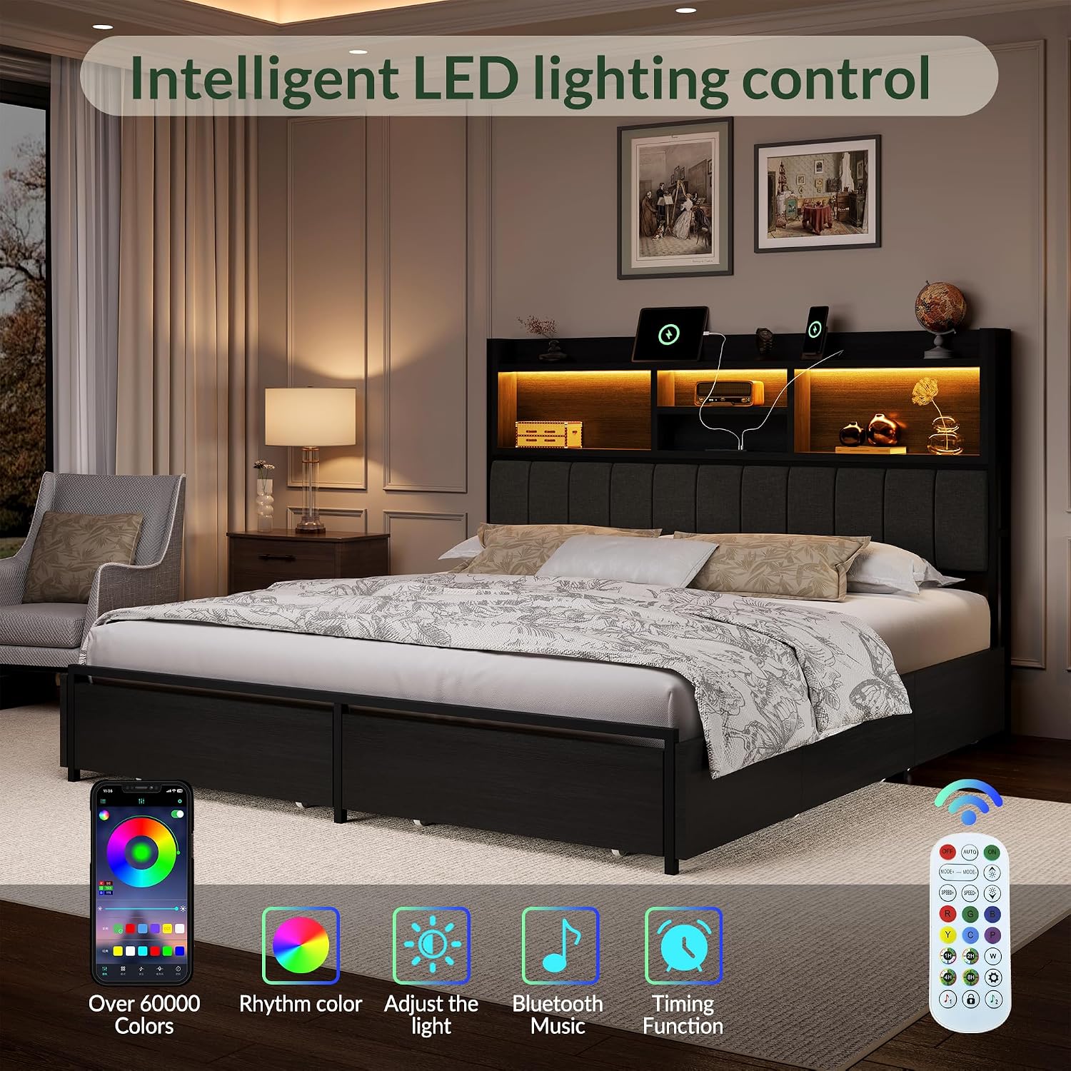 King Bed Frame with 6 Storage  - King Size Bed Frame With Storage Drawers ulasan dan harga