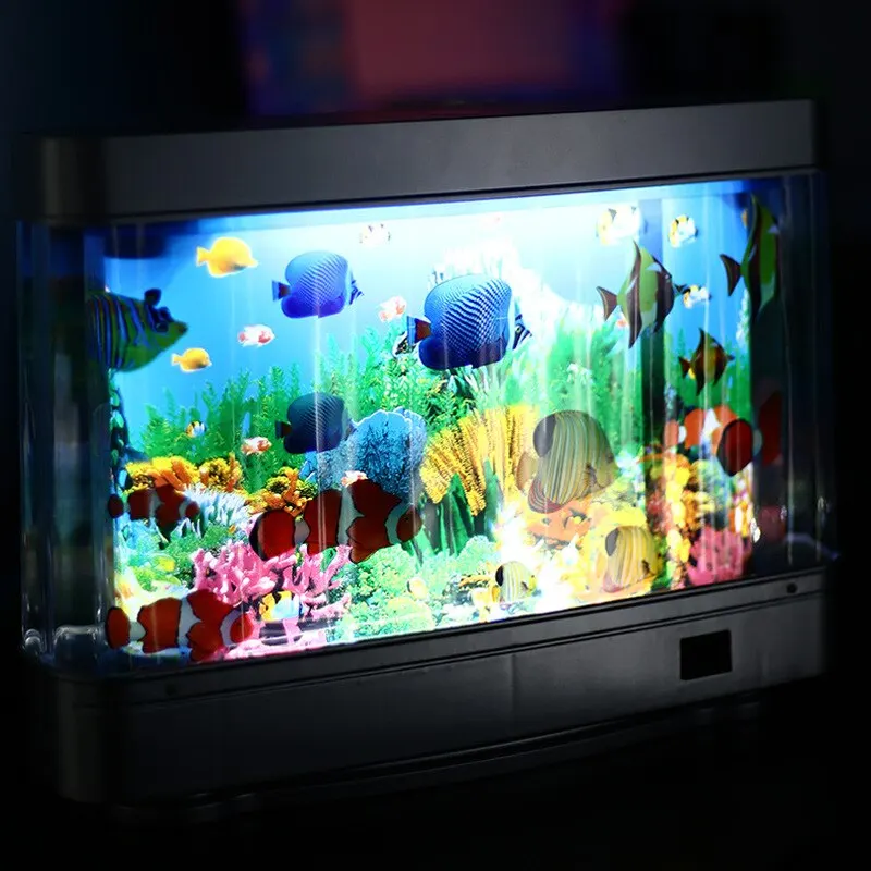 Tropical Fish Tank Lamps Artif - Floating Nightstand With Led Light ulasan dan harga