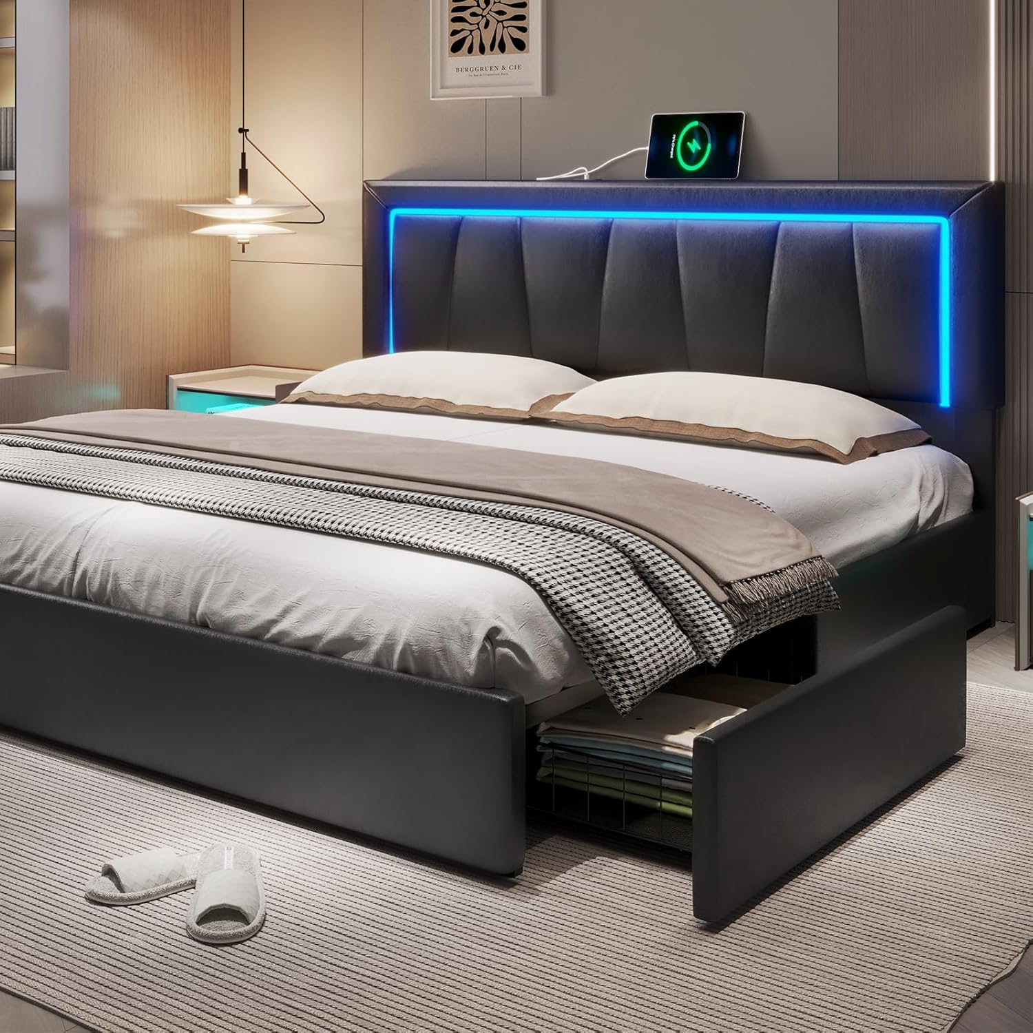 California King Bed Frame with - King Size Bed Frame With Storage Drawers ulasan dan harga