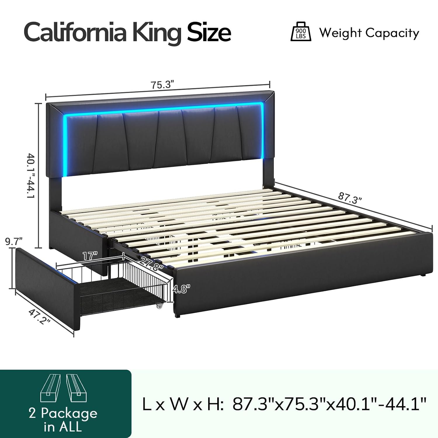 California King Bed Frame with - King Size Bed Frame With Storage Drawers ulasan dan harga