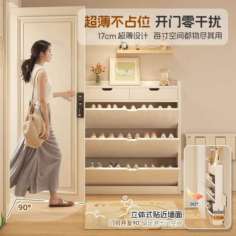 Solid Wood Core Shoe Cabinet 1 - Shoe Rack Cabinet Narrow Entryway ulasan dan harga