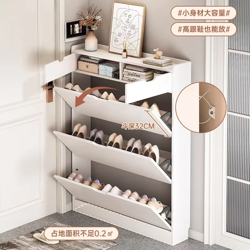 Solid Wood Core Shoe Cabinet 1 - Shoe Rack Cabinet Narrow Entryway ulasan dan harga