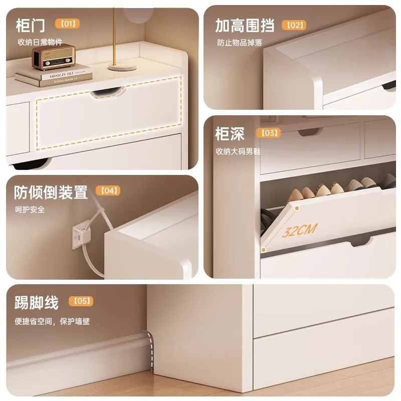 Solid Wood Core Shoe Cabinet 1 - Shoe Rack Cabinet Narrow Entryway ulasan dan harga