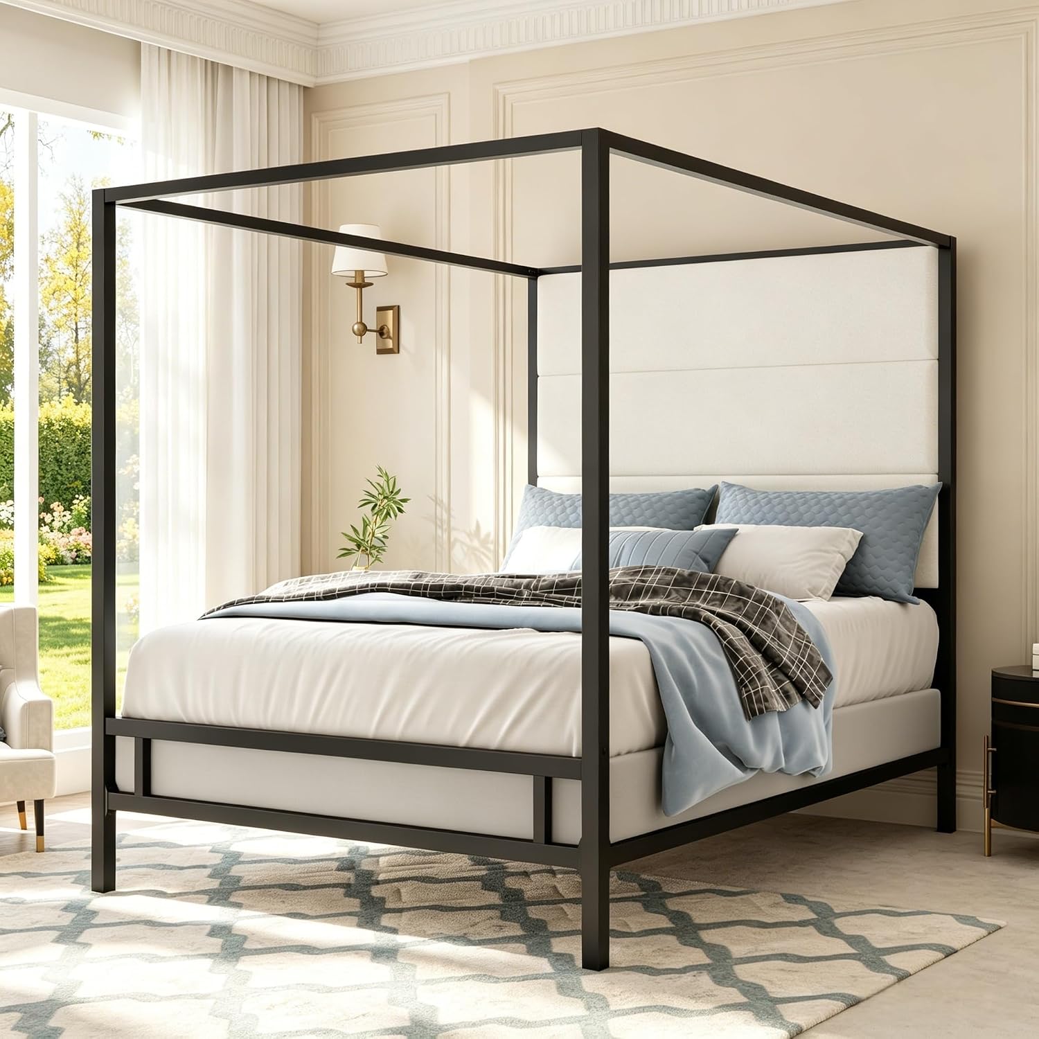 Queen Canopy Bed Tall Velvet U - Canopy Bed Frame Metal Queen ulasan dan harga