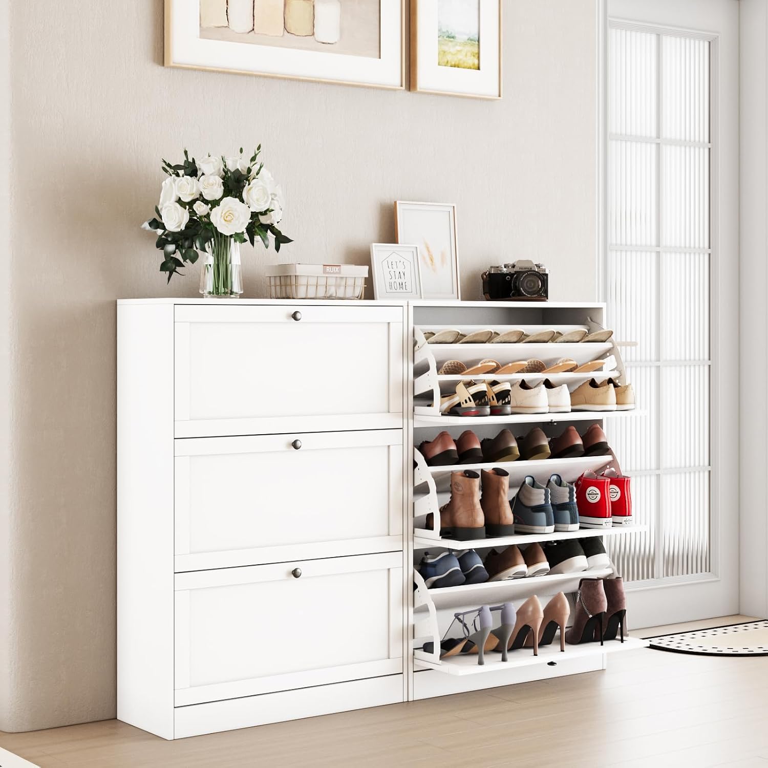 Shoe Storage Cabinet, Three Fl - Shoe Rack Cabinet Narrow Entryway ulasan dan harga