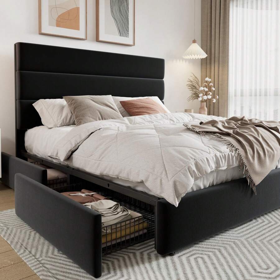Full/Queen/King Size Platform  - King Size Bed Frame With Storage Drawers ulasan dan harga