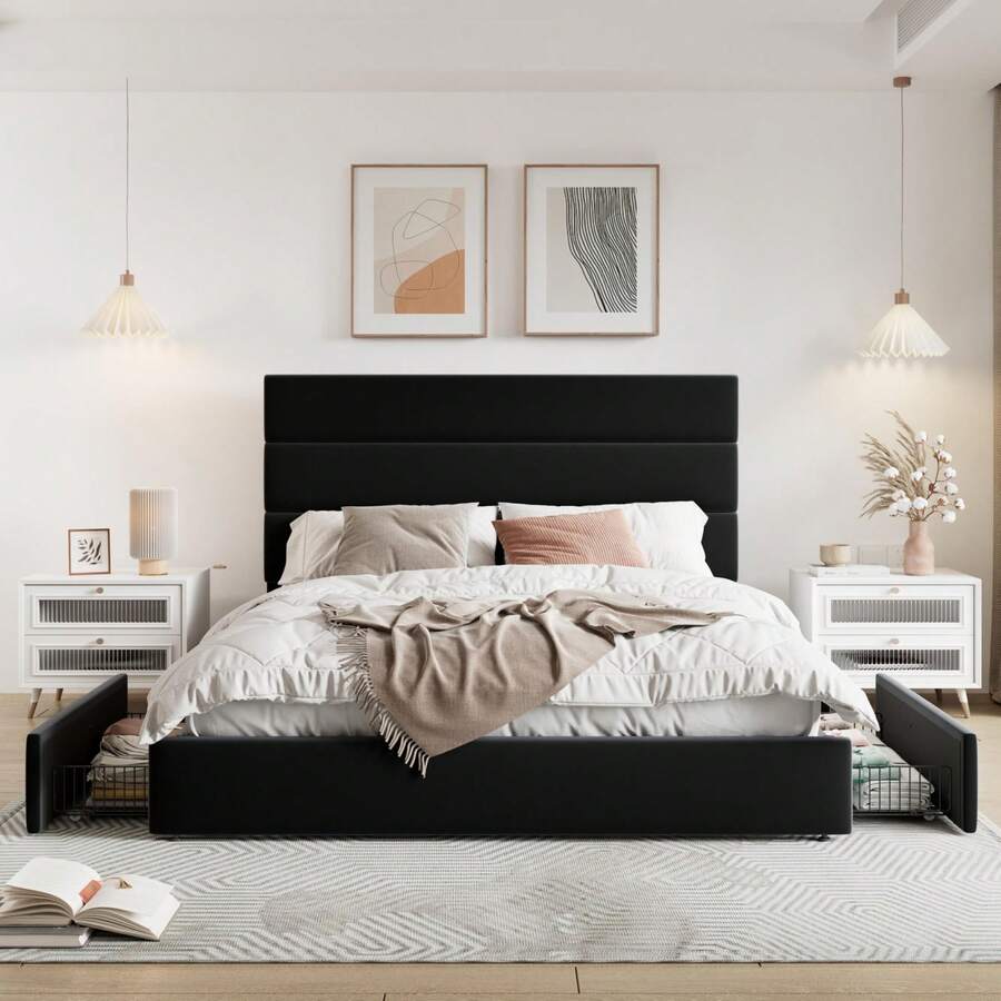 Full/Queen/King Size Platform  - King Size Bed Frame With Storage Drawers ulasan dan harga