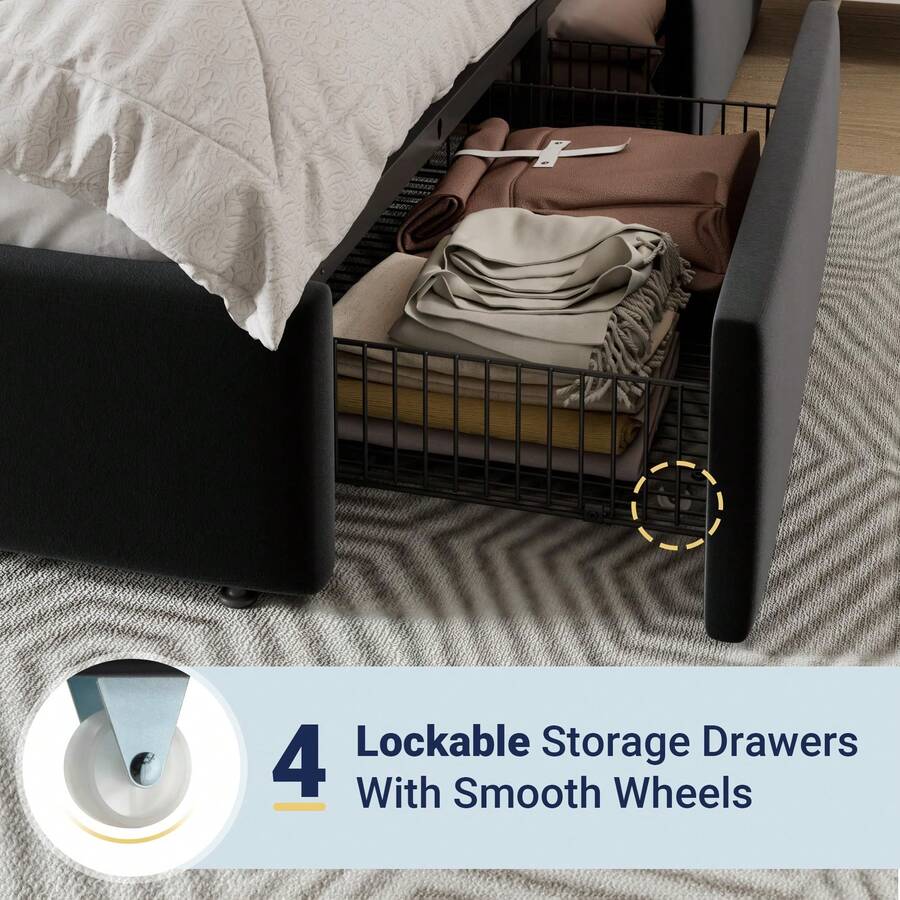 Full/Queen/King Size Platform  - King Size Bed Frame With Storage Drawers ulasan dan harga