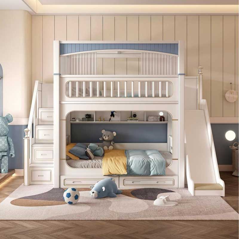 &Modern House White Boys Girl  - Bunk Bed With Stairs And Slide ulasan dan harga