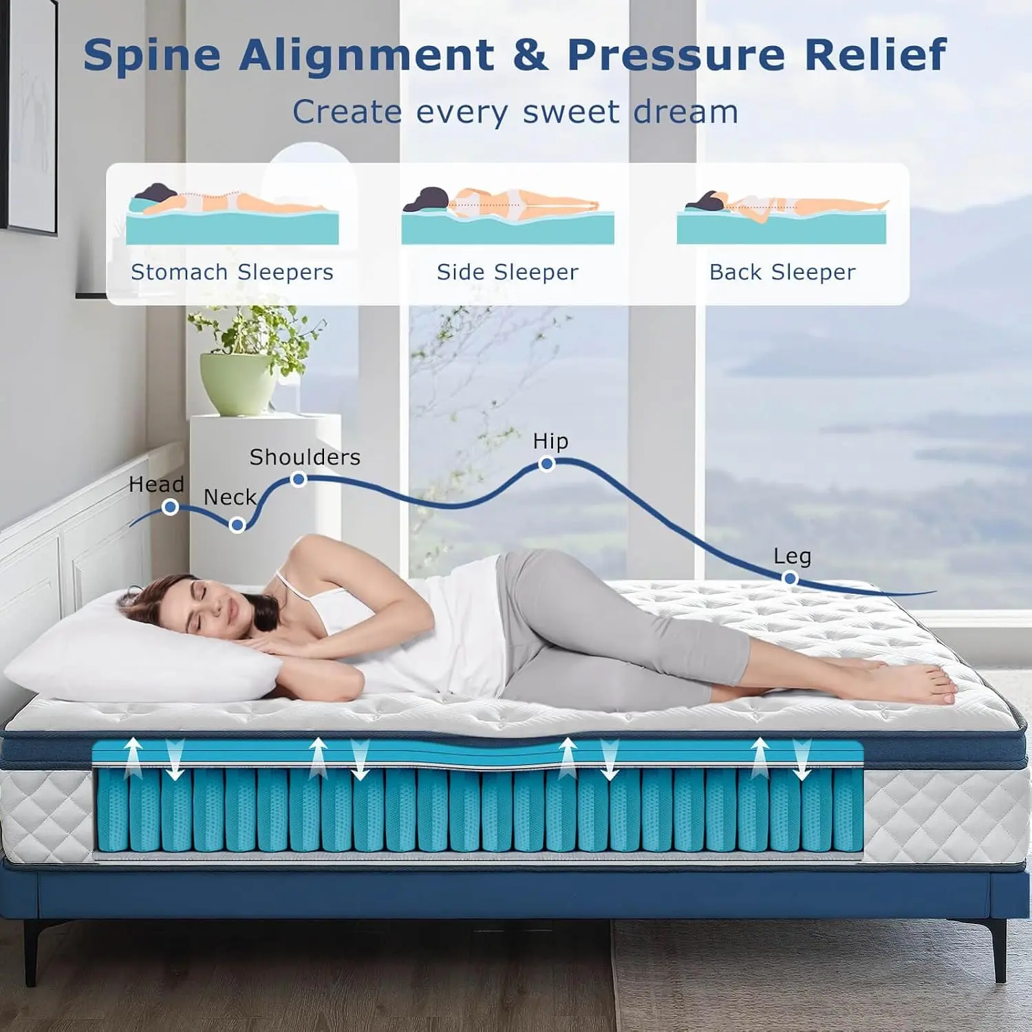 Queen Mattress, 12 Inch Medium - Memory Foam Mattress In A Box Queen ulasan dan harga