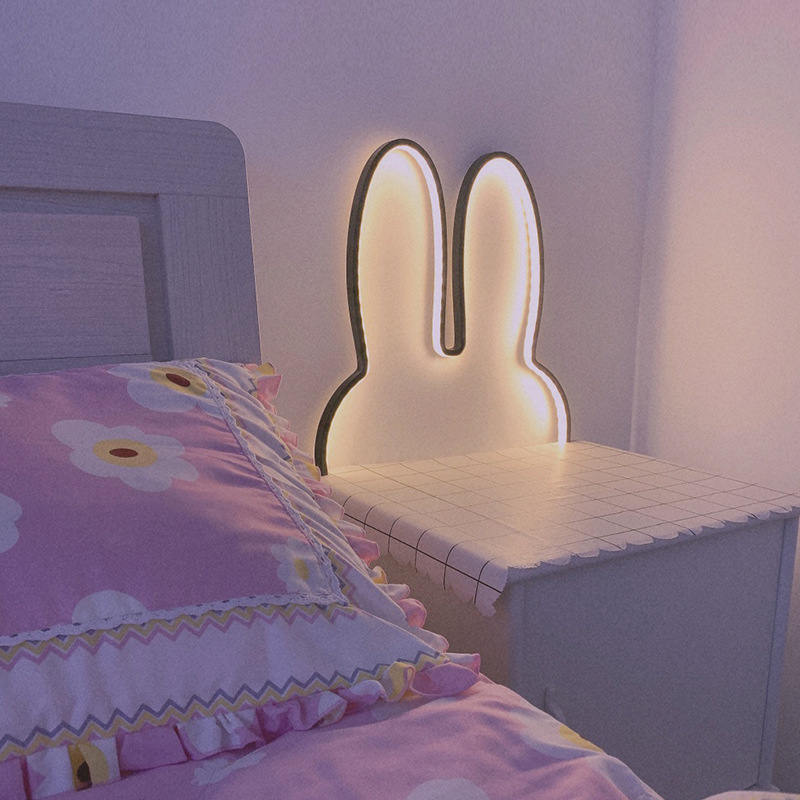 Cute Led Rabbit Wall Lights US - Floating Nightstand With Led Light ulasan dan harga