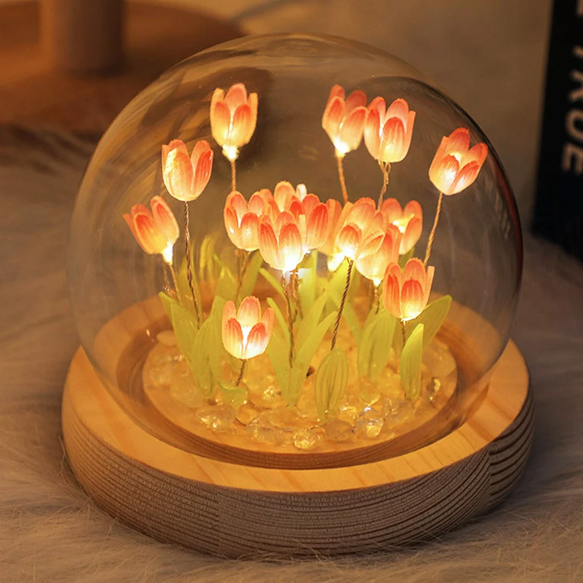 LED DIY Handmade Mini Tulip Ni - Floating Nightstand With Led Light ulasan dan harga