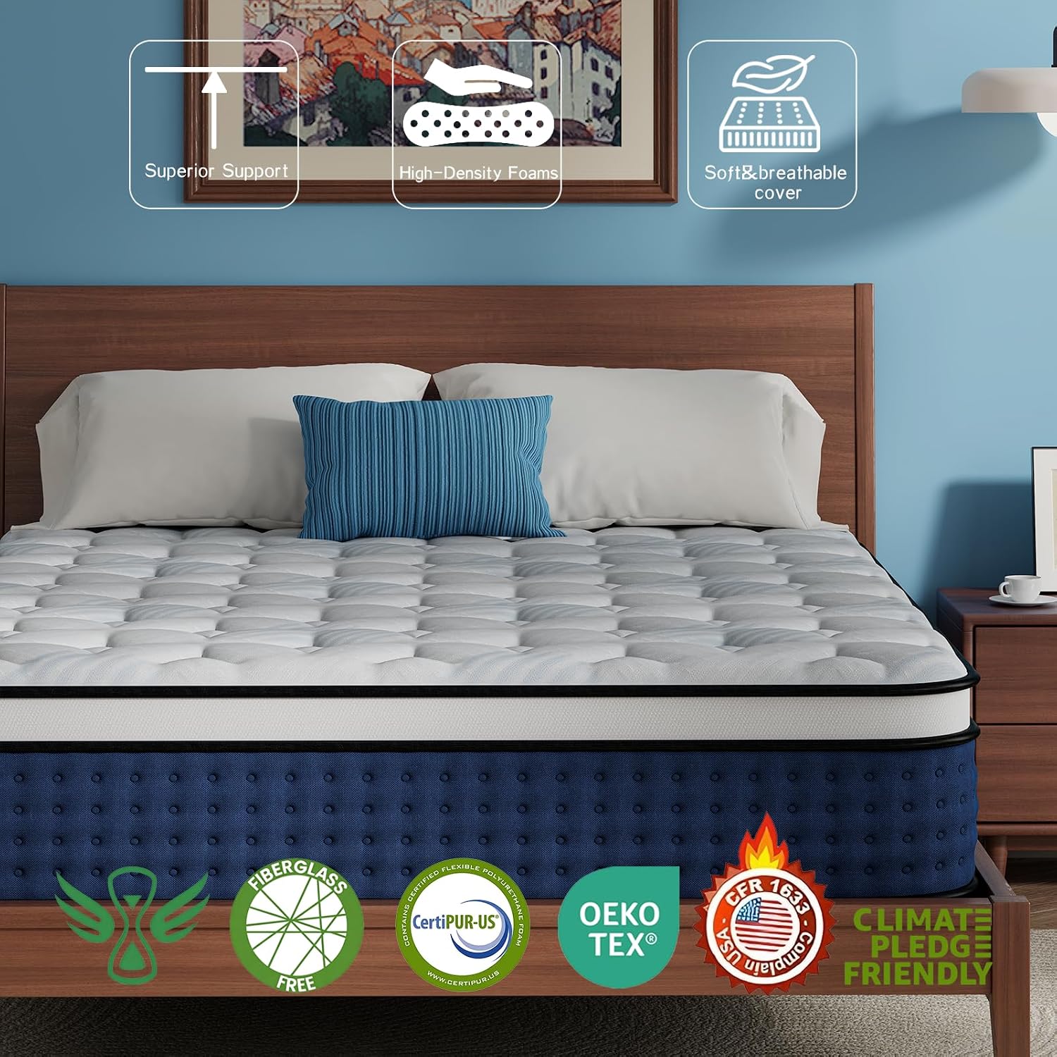 Mattress,Hybrid Queen Size Mat - Memory Foam Mattress In A Box Queen ulasan dan harga