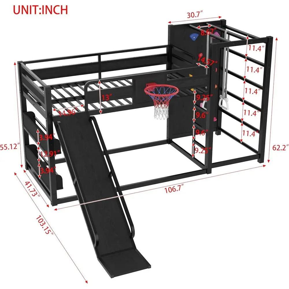 Twin Metal Bunk Bed with Baske - Bunk Bed With Stairs And Slide ulasan dan harga