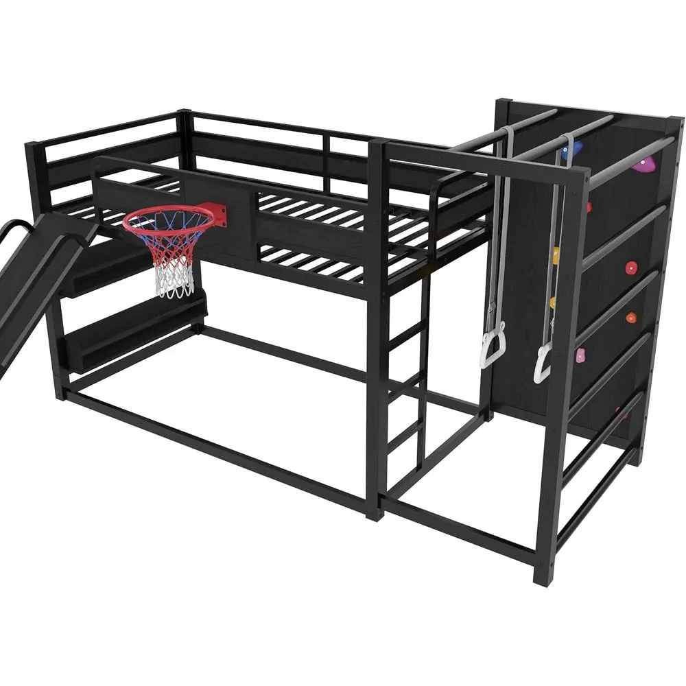 Twin Metal Bunk Bed with Baske - Bunk Bed With Stairs And Slide ulasan dan harga